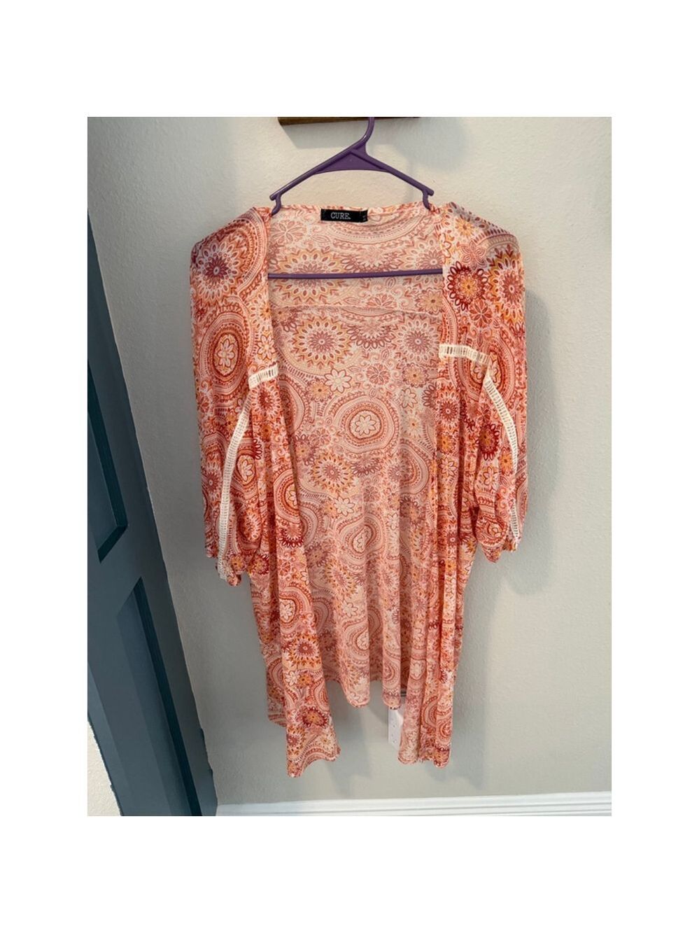 CURE. Orange & White Paisley Shrug L